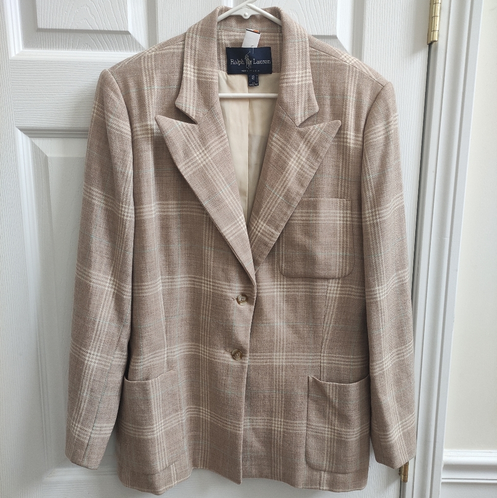 Ralph Lauren Beige Plaid Women's Blazer